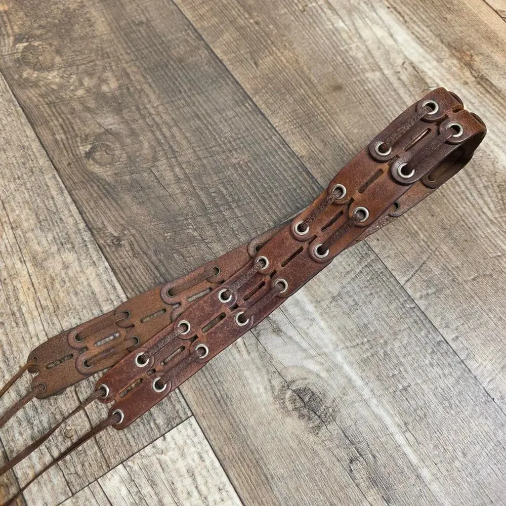 Y2k Brown Lether Belt Tie Western Boho Festival American Eagle Costal Cowgirl - Picture 6 of 7